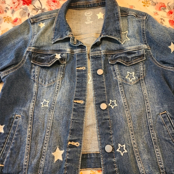 Wonder Nation brand 14/16 plus size jean jacket with stars NWOT - Picture 5 of 5